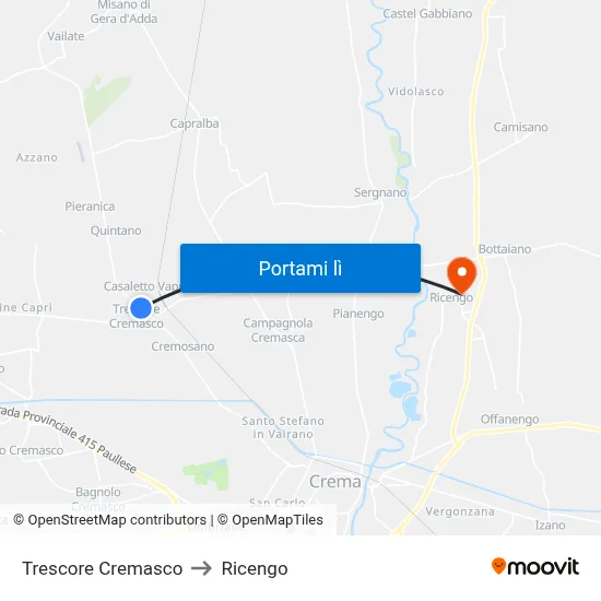 Trescore Cremasco to Ricengo map