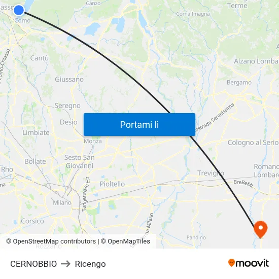 CERNOBBIO to Ricengo map