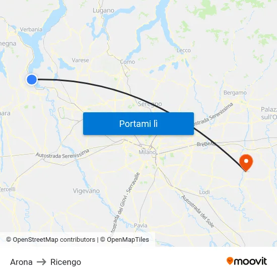 Arona to Ricengo map