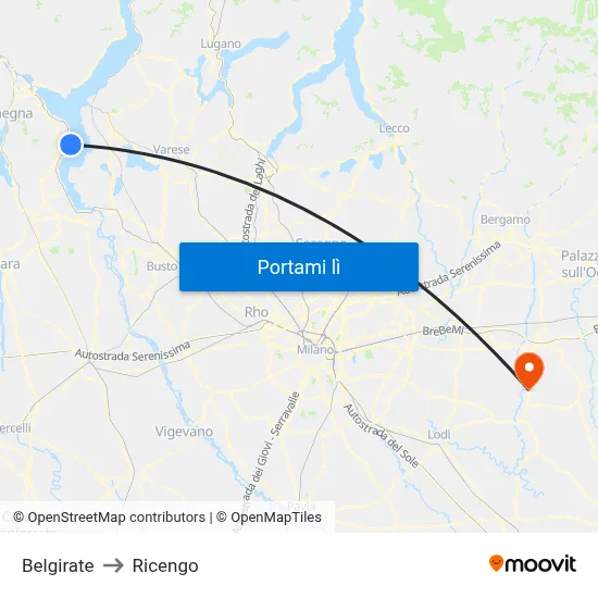 Belgirate to Ricengo map