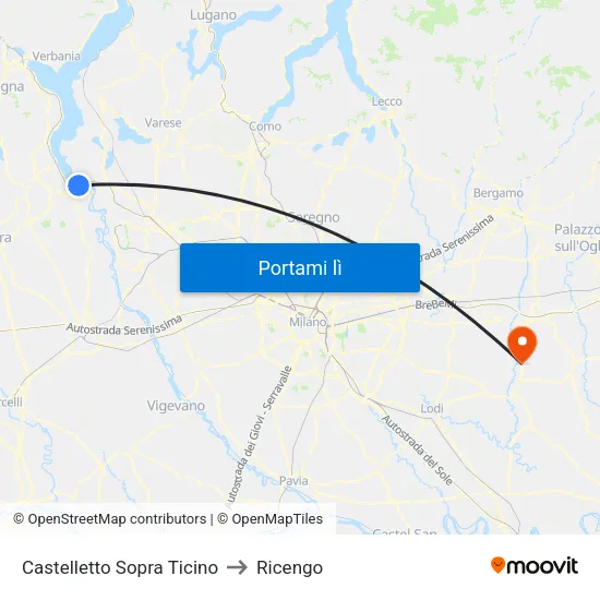 Castelletto Sopra Ticino to Ricengo map