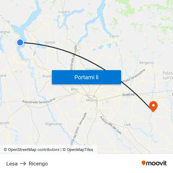 Lesa to Ricengo map