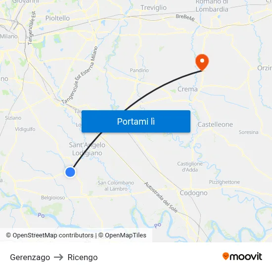 Gerenzago to Ricengo map