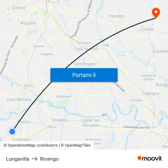 Lungavilla to Ricengo map