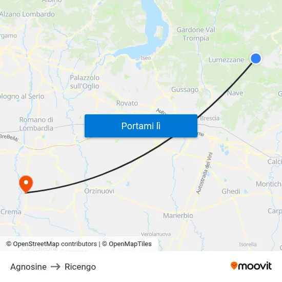 Agnosine to Ricengo map