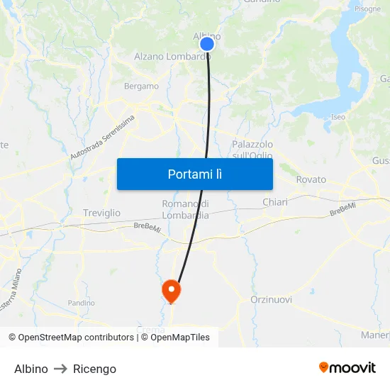 Albino to Ricengo map