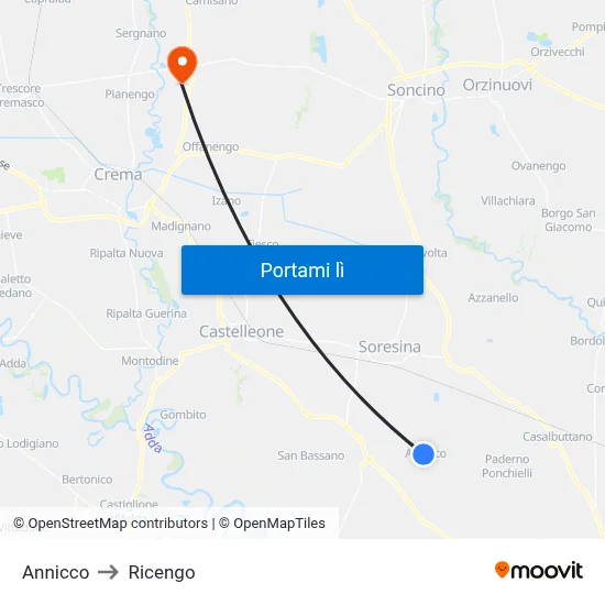 Annicco to Ricengo map