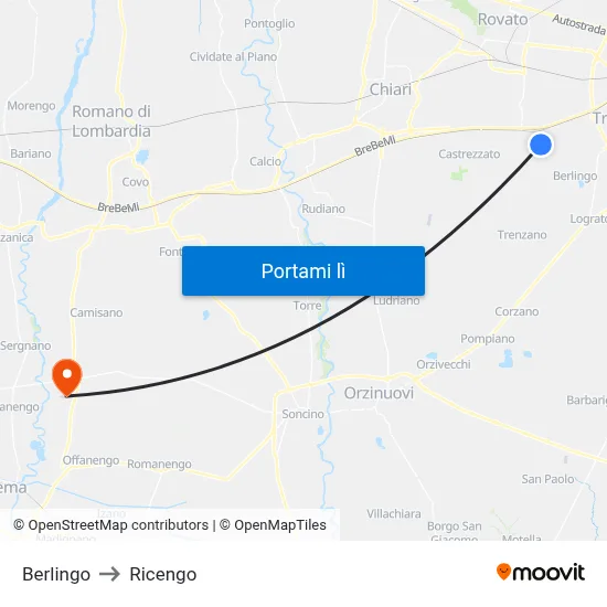 Berlingo to Ricengo map