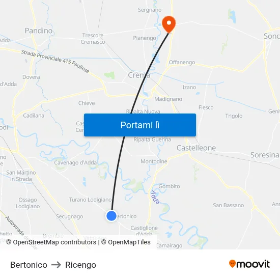 Bertonico to Ricengo map