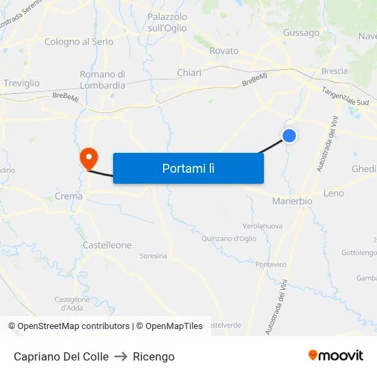 Capriano Del Colle to Ricengo map