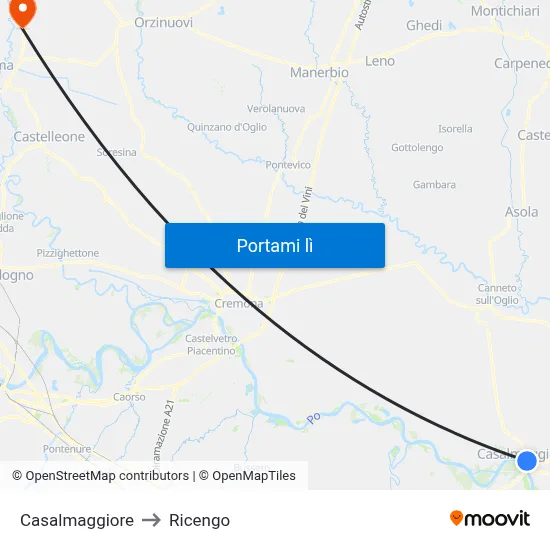 Casalmaggiore to Ricengo map