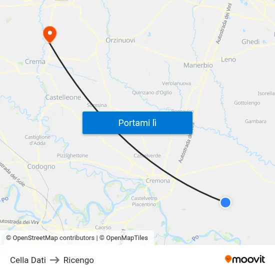 Cella Dati to Ricengo map