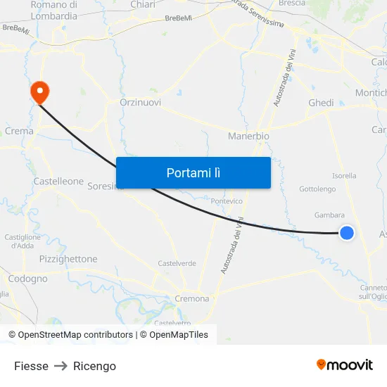 Fiesse to Ricengo map