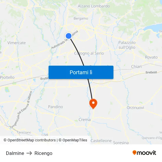 Dalmine to Ricengo map