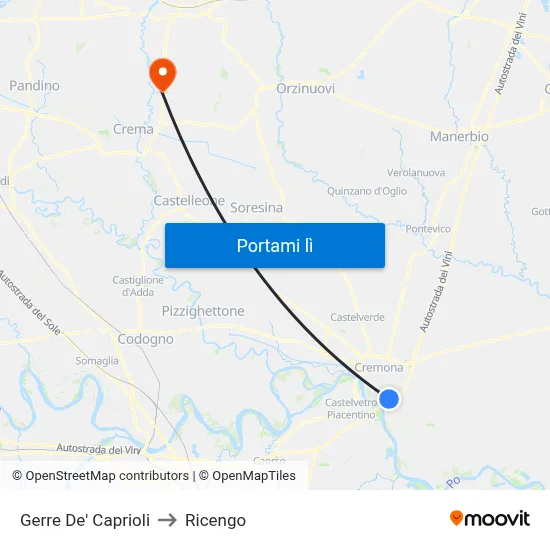 Gerre De' Caprioli to Ricengo map