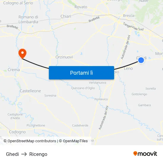 Ghedi to Ricengo map