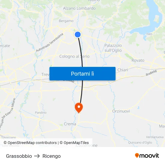 Grassobbio to Ricengo map