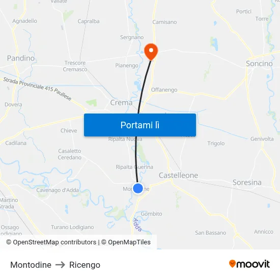 Montodine to Ricengo map
