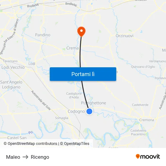 Maleo to Ricengo map