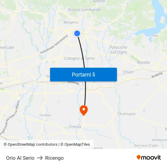 Orio Al Serio to Ricengo map