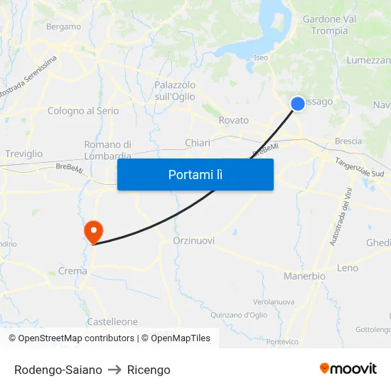 Rodengo-Saiano to Ricengo map