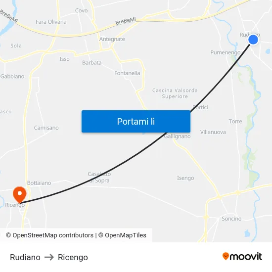 Rudiano to Ricengo map