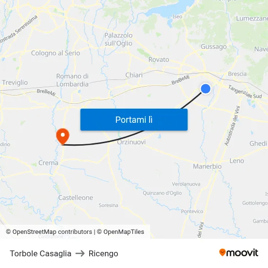 Torbole Casaglia to Ricengo map