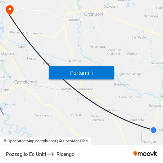 Pozzaglio Ed Uniti to Ricengo map