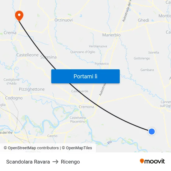 Scandolara Ravara to Ricengo map