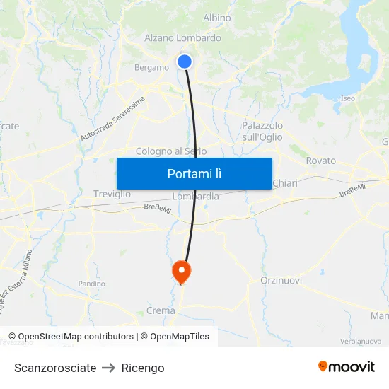 Scanzorosciate to Ricengo map