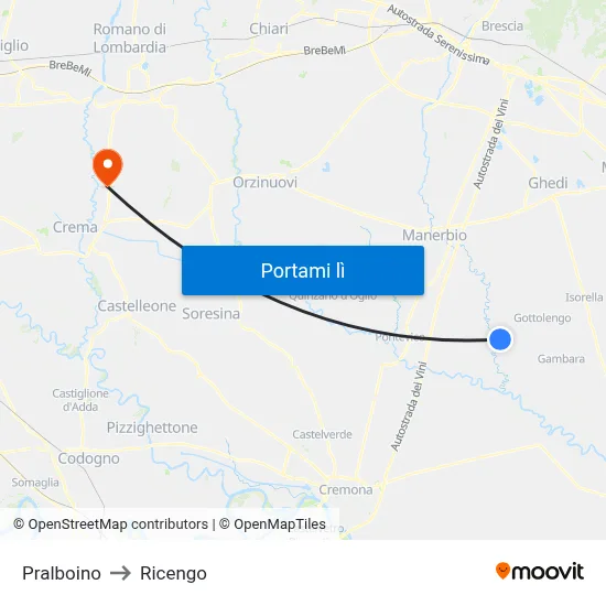 Pralboino to Ricengo map