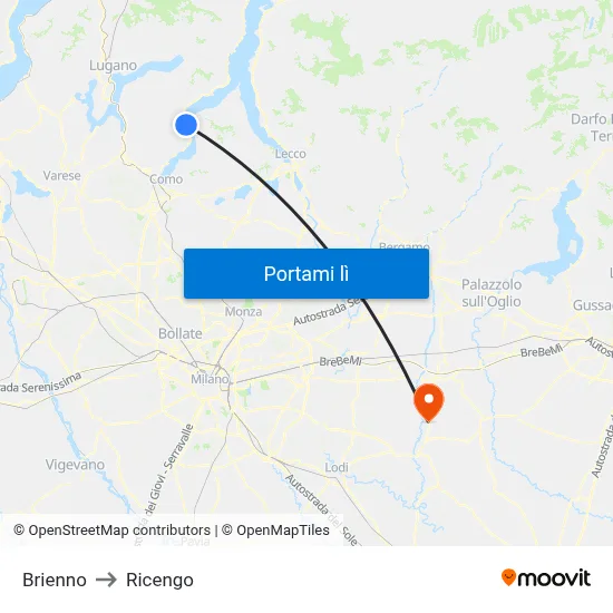 Brienno to Ricengo map