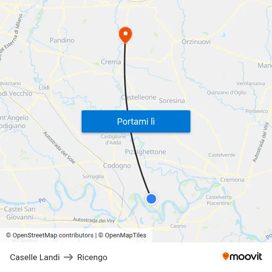 Caselle Landi to Ricengo map