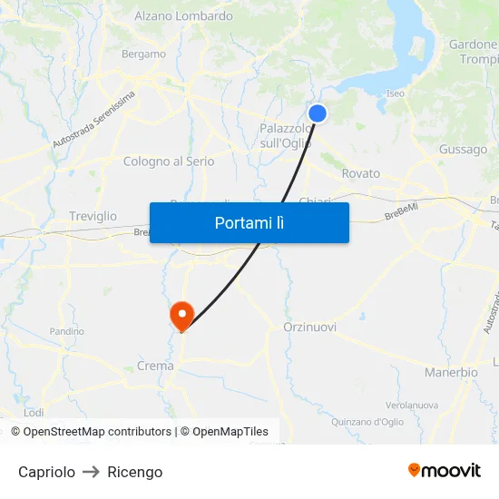 Capriolo to Ricengo map