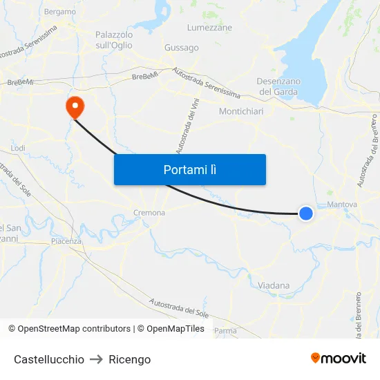 Castellucchio to Ricengo map