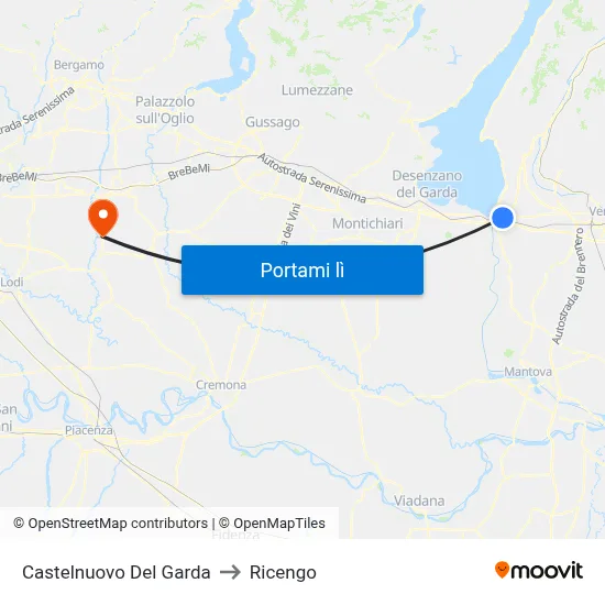 Castelnuovo Del Garda to Ricengo map