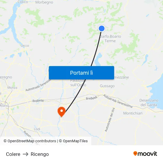 Colere to Ricengo map