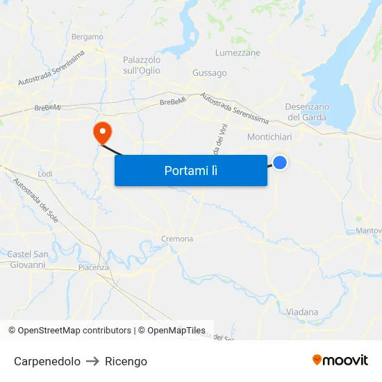 Carpenedolo to Ricengo map