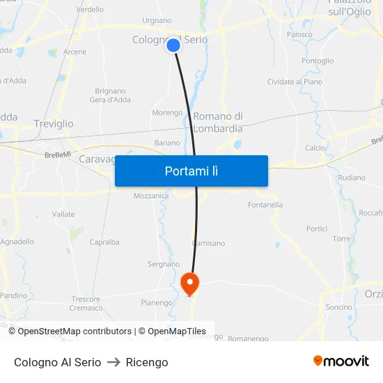 Cologno Al Serio to Ricengo map