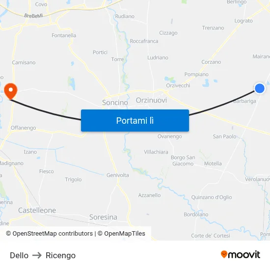 Dello to Ricengo map