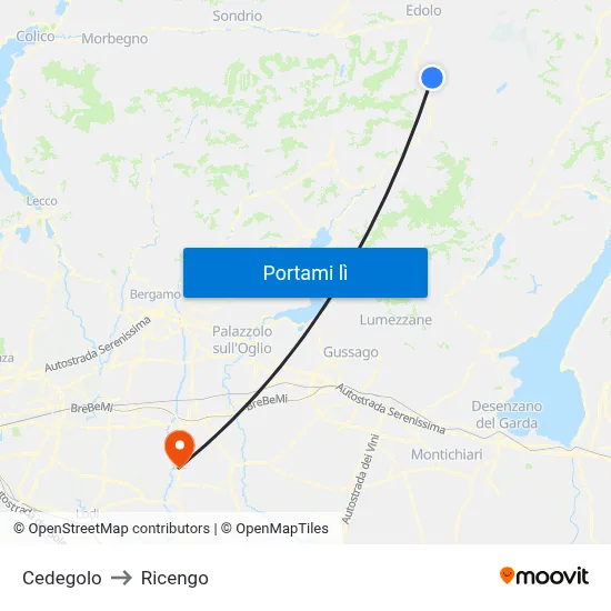 Cedegolo to Ricengo map