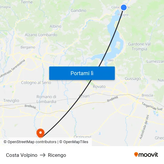 Costa Volpino to Ricengo map