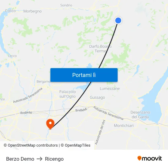 Berzo Demo to Ricengo map