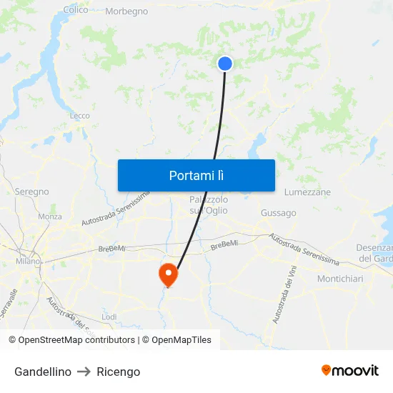 Gandellino to Ricengo map