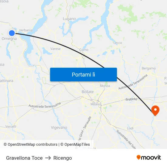 Gravellona Toce to Ricengo map