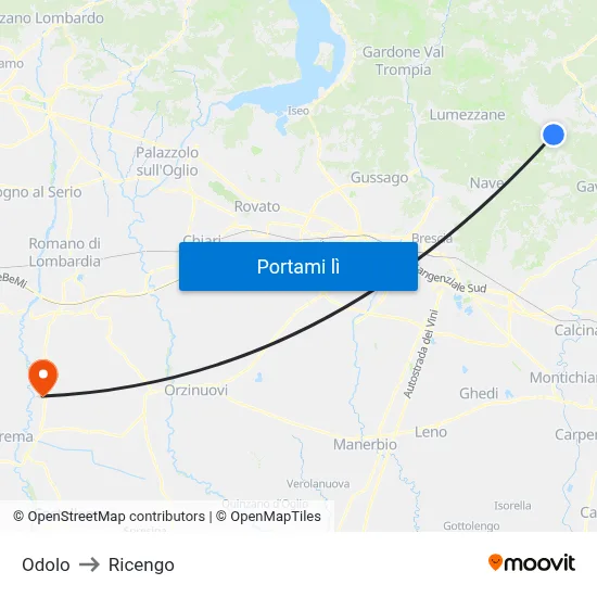Odolo to Ricengo map