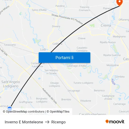 Inverno E Monteleone to Ricengo map