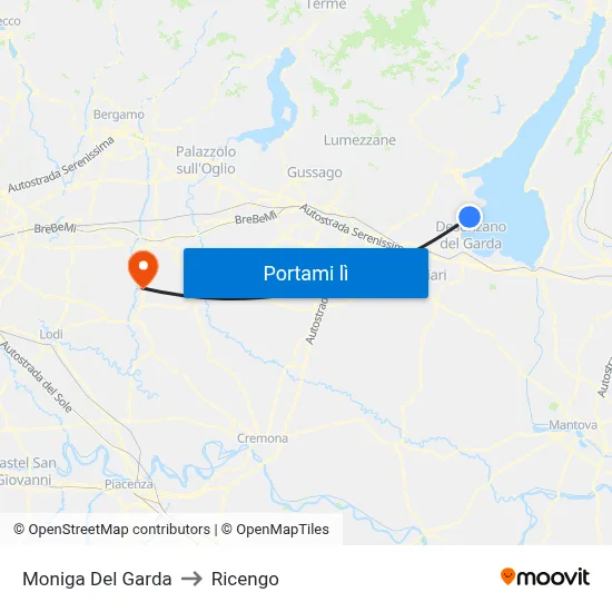 Moniga Del Garda to Ricengo map
