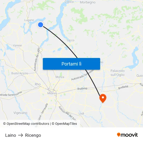 Laino to Ricengo map