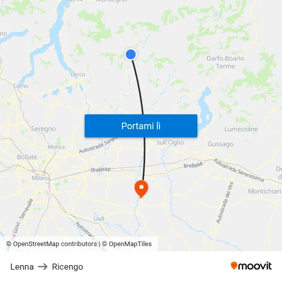 Lenna to Ricengo map